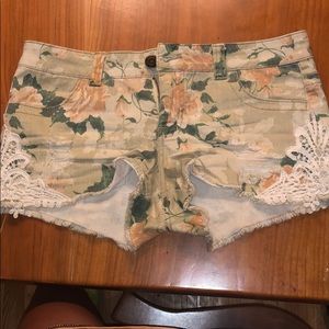 Floral jean shorts